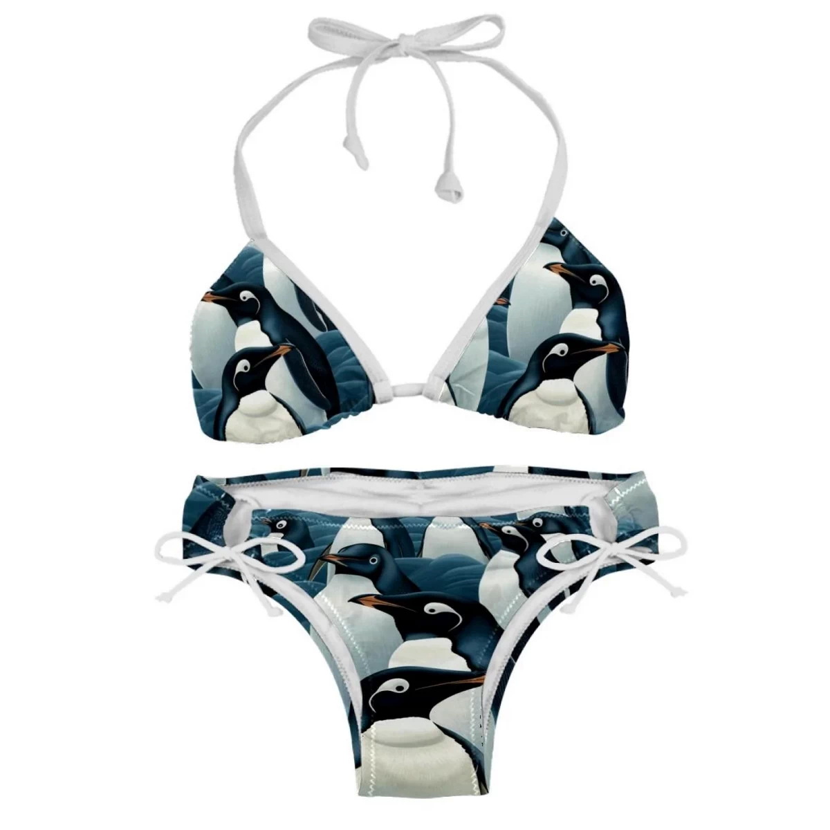Penguin Swimsuit Bikini Set with Detachable Sponge and Adjustable Strap Two Pack for Beach and Pool Parties Pikkewyn swembroek bikini stel met afneembare spons en verstelbare band twee pak vir strand en swembad partytjies