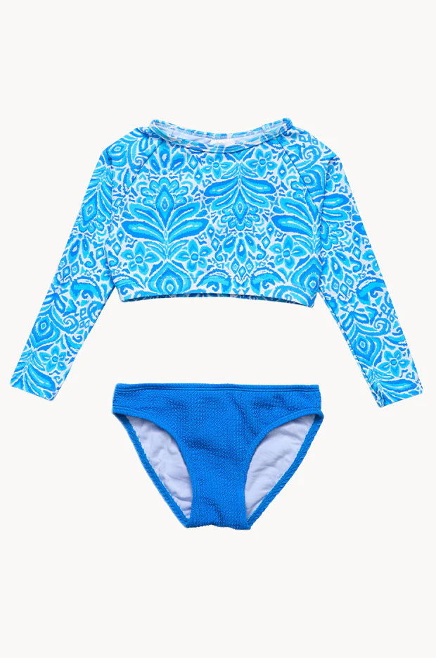 Snapper Rock Girls-Santorini Blue-Crop Suntop Set Snapper Rock Girls-Santorini Blue-Crop soltopsæt