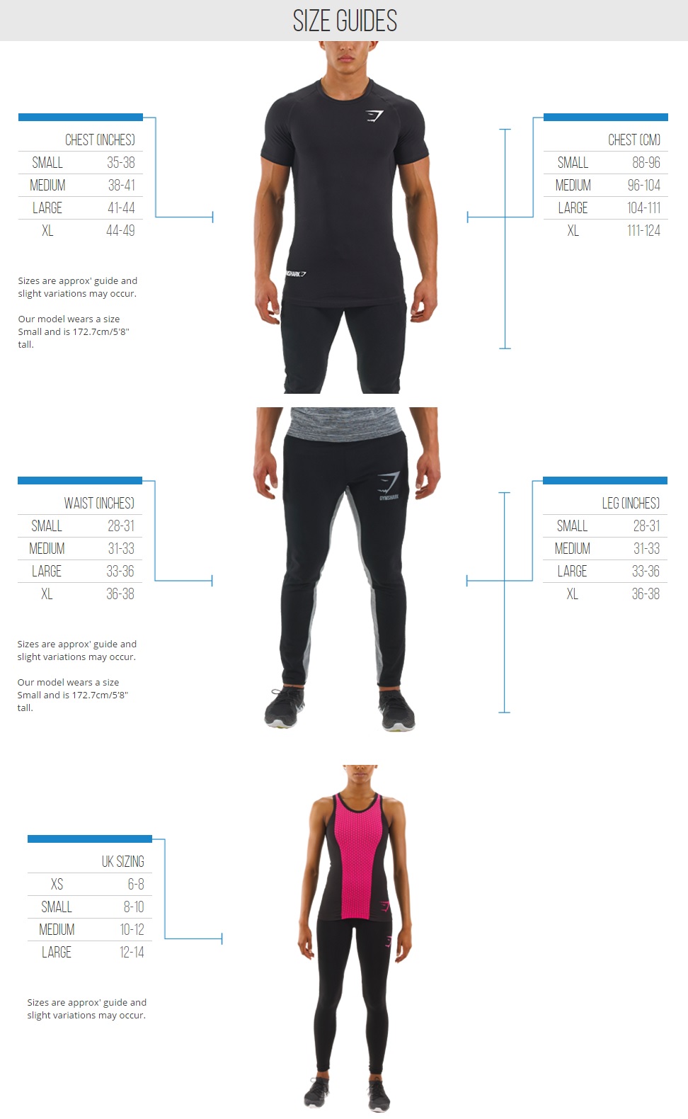gymshark size guide guida di taglia di gymshark