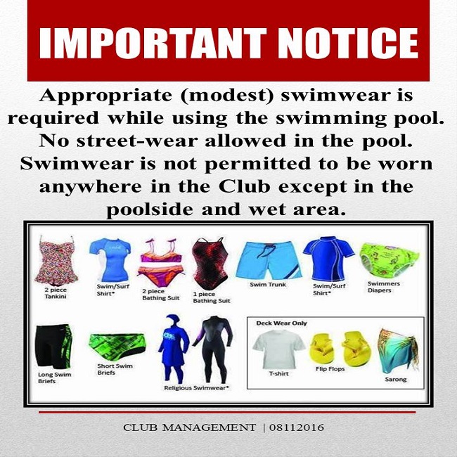 swimwear notice اطلاعیه لباس شنا