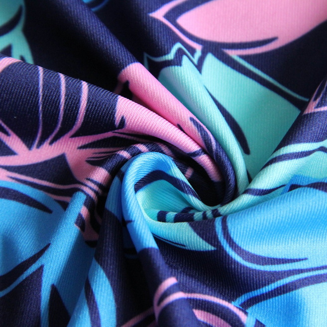40d 40d polyester lycra spandex weft knitted swimwear fabric with print and stretch elastic for swimsuit sportswear underwear 40d 40d полиестер ликра спандекс вътък плетен бански плат с щампа и разтеглив ластик за бански спортно бельо