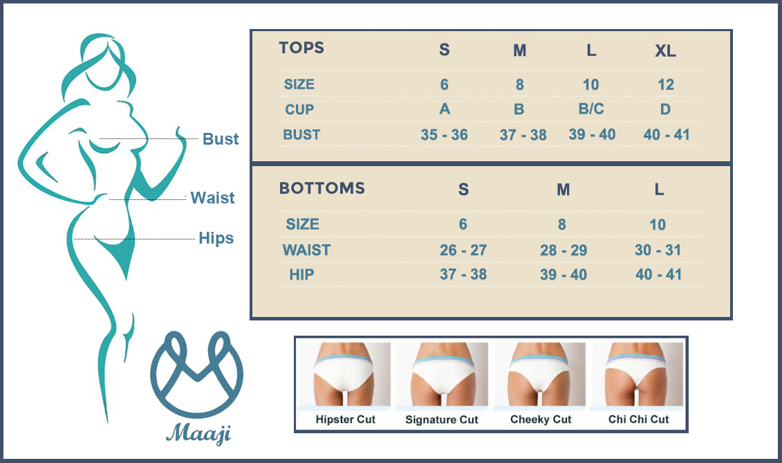 Maaji Swimwear Size Chart Tabulka velikostí plavek Maaji