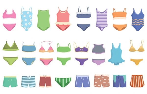 swimsuits mga bata icon set cartoon